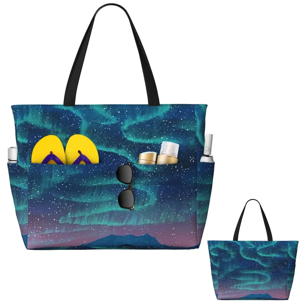 Aurora Borealis Over Mountain Beach Tote Bag Sport Gym Yoga Duffle Large Tote Bag Women Travel Bag Fitness bag
Aurora Borealis Over Mountain Beach Tote Bag Sport Gym Yoga Duffle Large Tote Bag Women Travel Bag Fitness bag