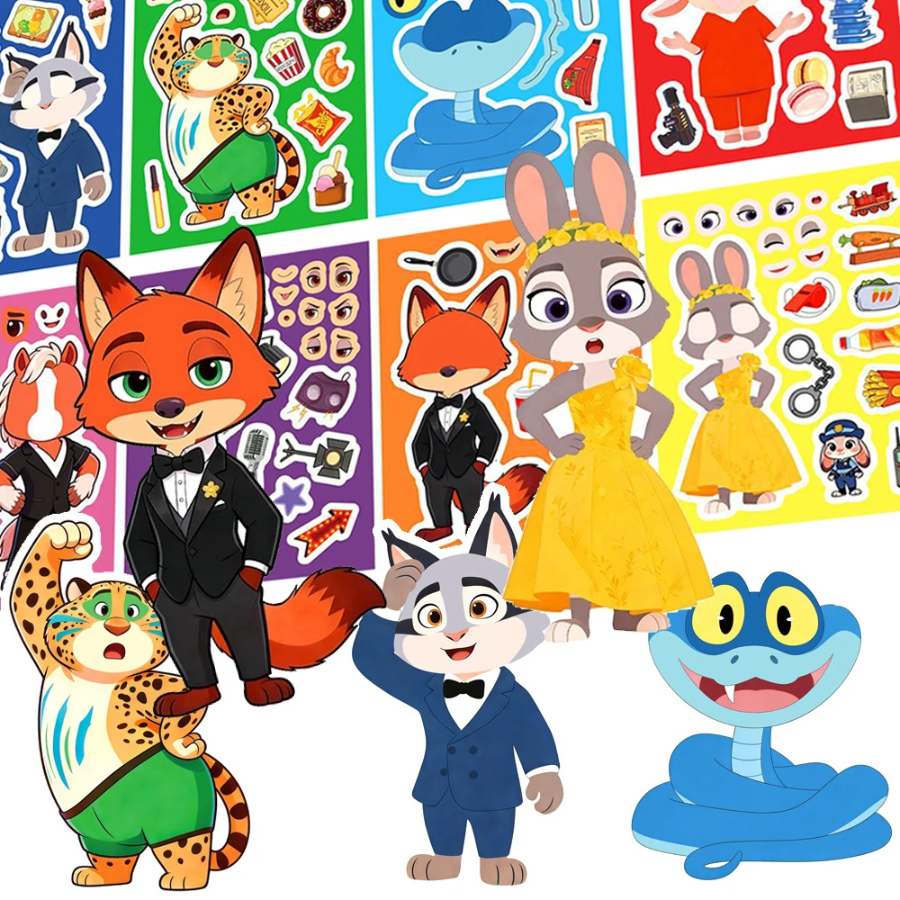 8/16sheets Zootopia Cute Make a Face Puzzle Stickers Funny Make Your Own DIY Game Cartoon Assemble Jigsaw Party Reward Gift Toys
8/16sheets Zootopia Cute Make a Face Puzzle Stickers Funny Make Your Own DIY Game Cartoon Assemble Jigsaw Party Reward Gift Toys