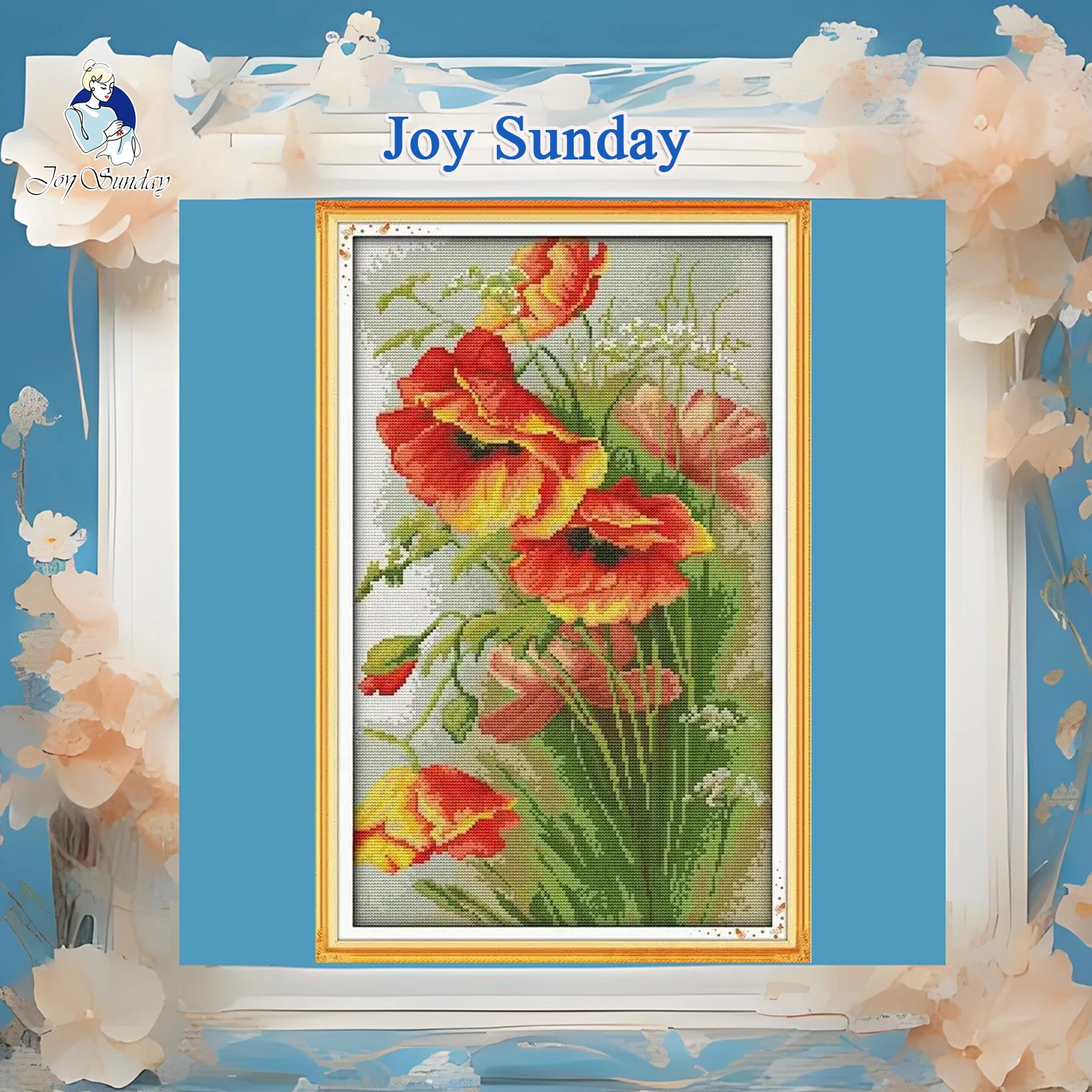 Joy Sunday Pre-printed Cross Stitch Kit Easy Pattern Aida Stamped Fabric Embroidery Set-Poppy (4)
Joy Sunday Pre-printed Cross Stitch Kit Easy Pattern Aida Stamped Fabric Embroidery Set-Poppy (4)