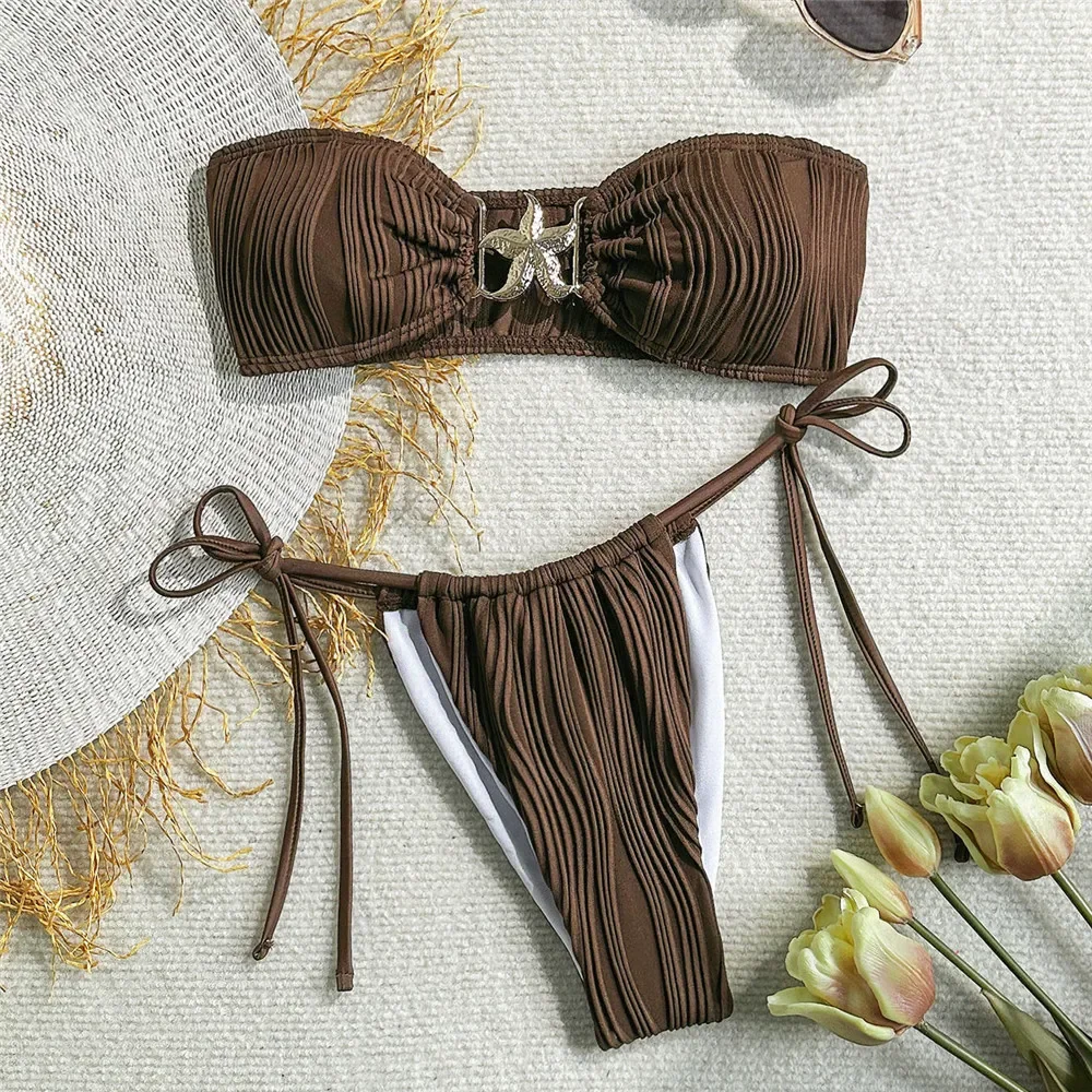 Metal Starfish Brown Bandeau Bikini Micro Mini Thong Sexy Swimsuit Women 2025 Stapless Ladies Swimwear Bathing Suit Bikinis Sets
Metal Starfish Brown Bandeau Bikini Micro Mini Thong Sexy Swimsuit Women 2025 Stapless Ladies Swimwear Bathing Suit Bikinis Sets