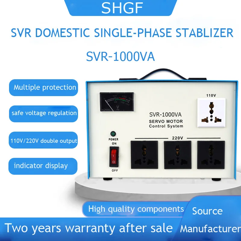 High Quality Single Phase AC Power Supply AVR 1000va 220v Automatic Electric Voltage Regulator Stabilizer SVC
High Quality Single Phase AC Power Supply AVR 1000va 220v Automatic Electric Voltage Regulator Stabilizer SVC