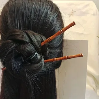 차이나 타운 나무 대나무 스타일 머리핀, 우아한 머리핀, 심플한 머리핀, 헤어 액세서리, 2 개