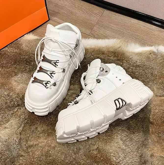 Punk Style Round Toe Metal Decoration Platform Ankle Women Rock Boots Wedges High Heels Lace Up Design Large Size Shoes
Punk Style Round Toe Metal Decoration Platform Ankle Women Rock Boots Wedges High Heels Lace Up Design Large Size Shoes