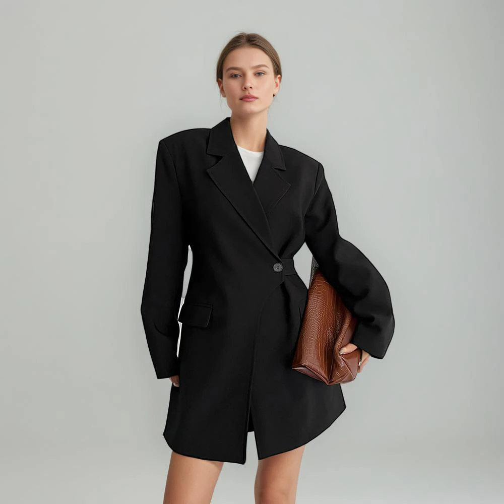 Spliced Pocket Midi Dress For Women Lapel Long Sleeve High Waist Minimalist Patchwork Bottoon Slimming Dress Female
Spliced Pocket Midi Dress For Women Lapel Long Sleeve High Waist Minimalist Patchwork Bottoon Slimming Dress Female