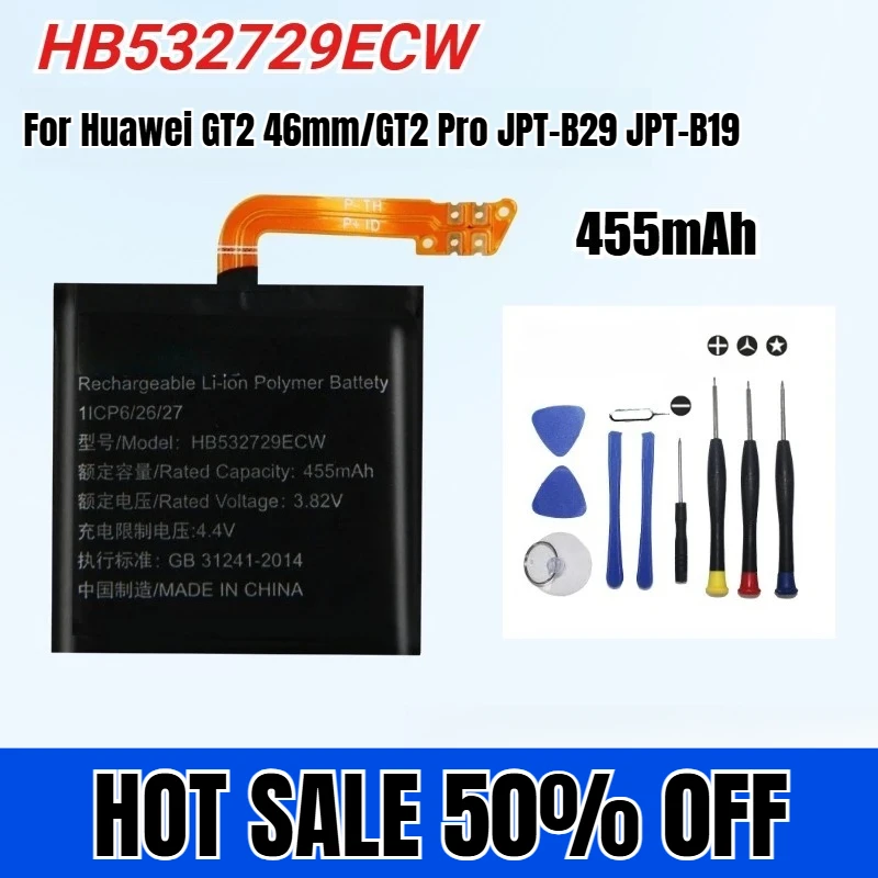 New HB532729ECW 455mAh Replacement Battery for Huawei GT2 46mm/GT2 Pro JPT-B29 JPT-B19 Watch Bateria
New HB532729ECW 455mAh Replacement Battery for Huawei GT2 46mm/GT2 Pro JPT-B29 JPT-B19 Watch Bateria