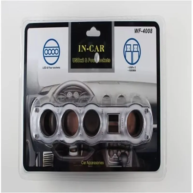 4 Way Auto Cigarette Lighter Splitter 12V USB Socket, Part No. GZJS-WF4008-DYQR9
4 Way Auto Cigarette Lighter Splitter 12V USB Socket, Part No. GZJS-WF4008-DYQR9