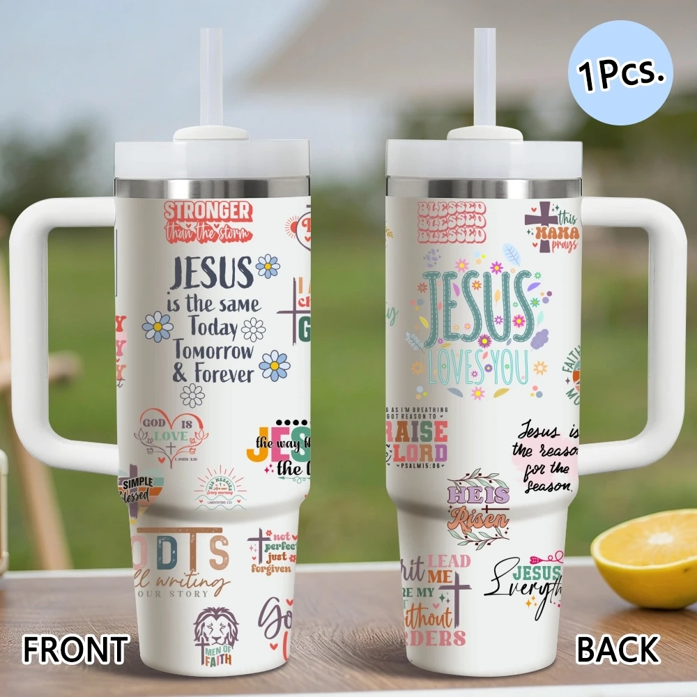Jesus Christ Quote Vacuum Flasks 40oz Thermal Stainless Steel Tumbler with Handle Straw Leakproof Mug
Jesus Christ Quote Vacuum Flasks 40oz Thermal Stainless Steel Tumbler with Handle Straw Leakproof Mug