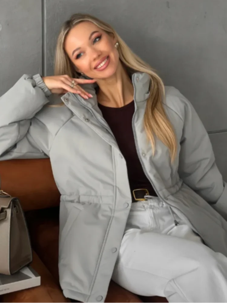 Women Solid Waist Cinching Cotton Jacket Casual Single Breasted Full Sleeve Hooded Warm Jackets 2025 Lady Winter Street Outwear
Women Solid Waist Cinching Cotton Jacket Casual Single Breasted Full Sleeve Hooded Warm Jackets 2025 Lady Winter Street Outwear