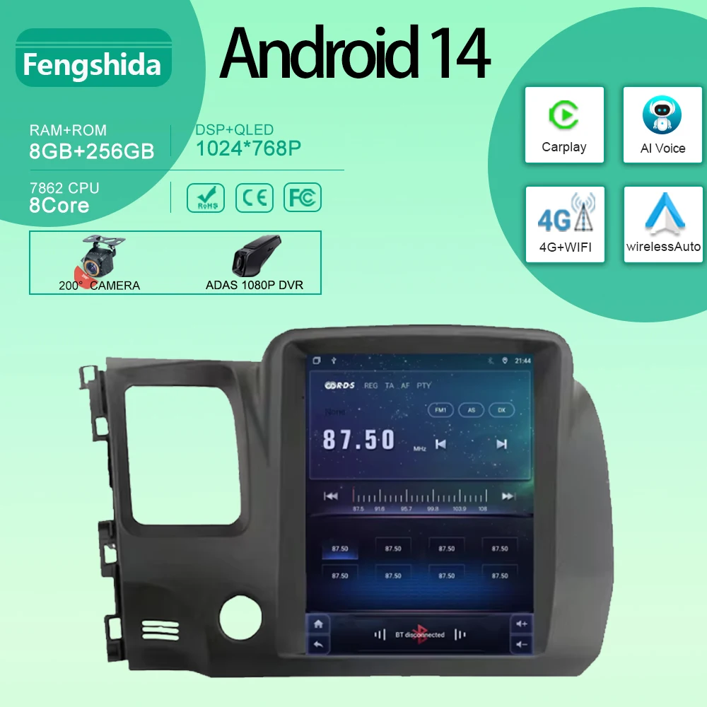 DVD 9,7-дюймовый экран Android 14, 2Din, автомобильное радио для Honda Civic 8 2005-2012, мультимедийный плеер, GPS-навигация, головное устройство, стерео 5G, WIFI
DVD 9,7-дюймовый экран Android 14, 2Din, автомобильное радио для Honda Civic 8 2005-2012, мультимедийный плеер, GPS-навигация, головное устройство, стерео 5G, WIFI