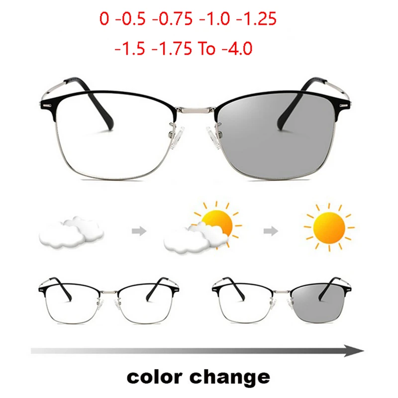 Sun Photochromic Lens Square Nearsighted Glasses Anti-blue Light Computer Prescription Eyeglasses Diopter 0 -0.5 -1.0 To -4.0
Sun Photochromic Lens Square Nearsighted Glasses Anti-blue Light Computer Prescription Eyeglasses Diopter 0 -0.5 -1.0 To -4.0