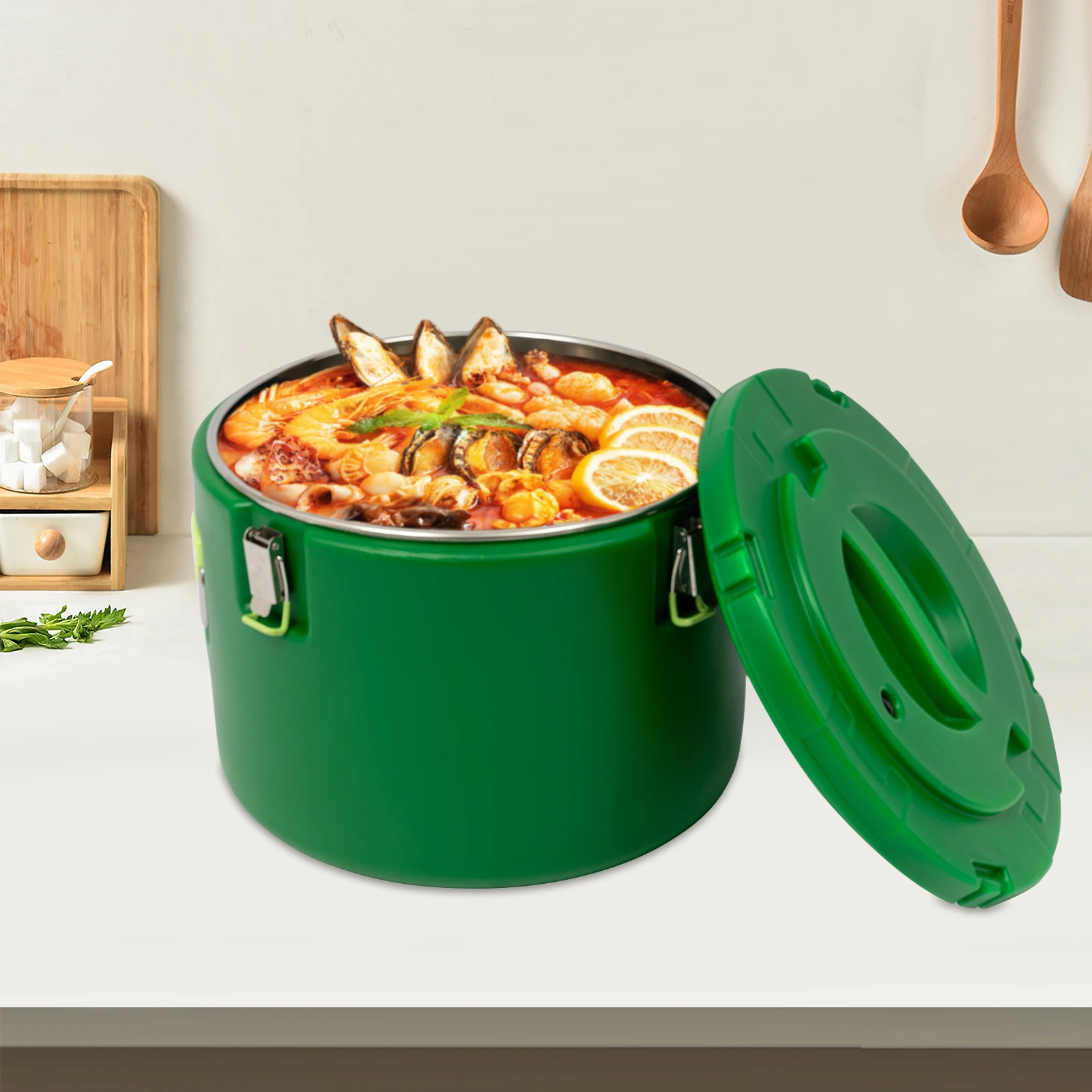Insulated Bucket, Stainless Steel Food Container with Cover, 30L Commercial Soup Carrier for Hot and Cold Food Storage (Green)
Insulated Bucket, Stainless Steel Food Container with Cover, 30L Commercial Soup Carrier for Hot and Cold Food Storage (Green)