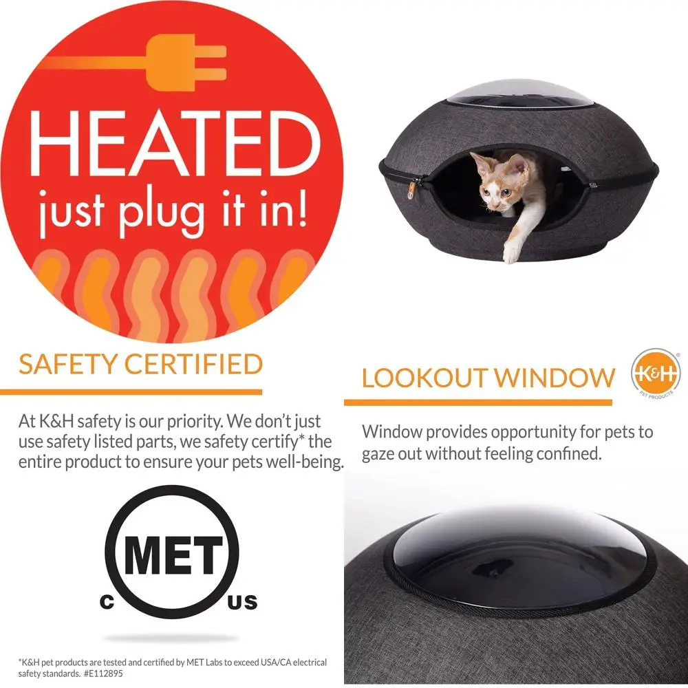 Heated Indoor Cat Bed, Collapsible & Washable, Ideal for Large Cats or Small Dogs, 22 Grey Pod, Safety Certified
Heated Indoor Cat Bed, Collapsible & Washable, Ideal for Large Cats or Small Dogs, 22 Grey Pod, Safety Certified