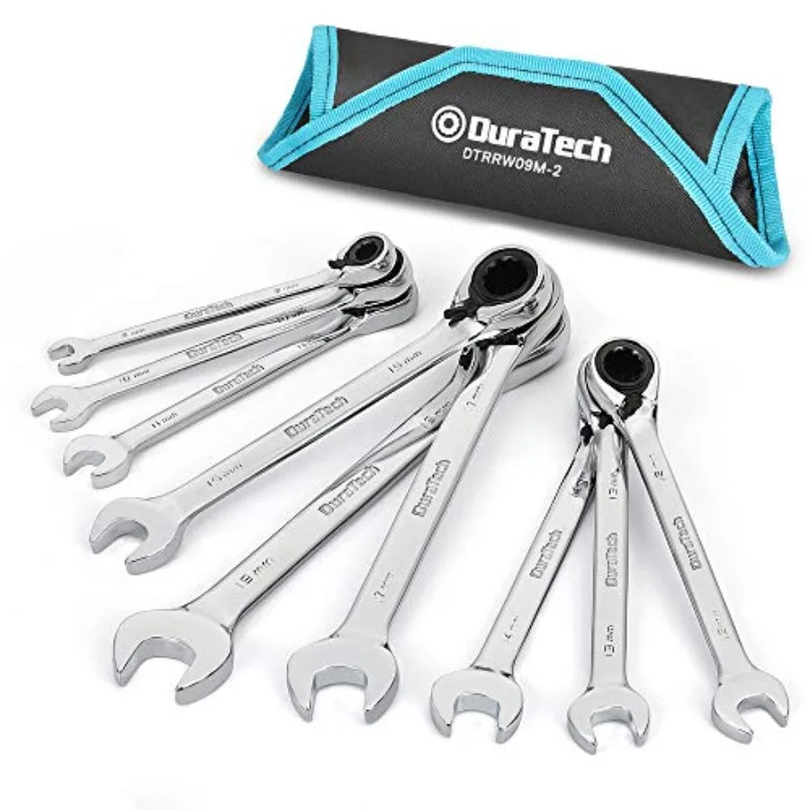 Reversible Ratcheting Combination Wrench Set,,9-Piece, Open end Spanner with Rolling Pouch, 8 mm to 19 mm, 12 Point, CR-V Steel
Reversible Ratcheting Combination Wrench Set,,9-Piece, Open end Spanner with Rolling Pouch, 8 mm to 19 mm, 12 Point, CR-V Steel