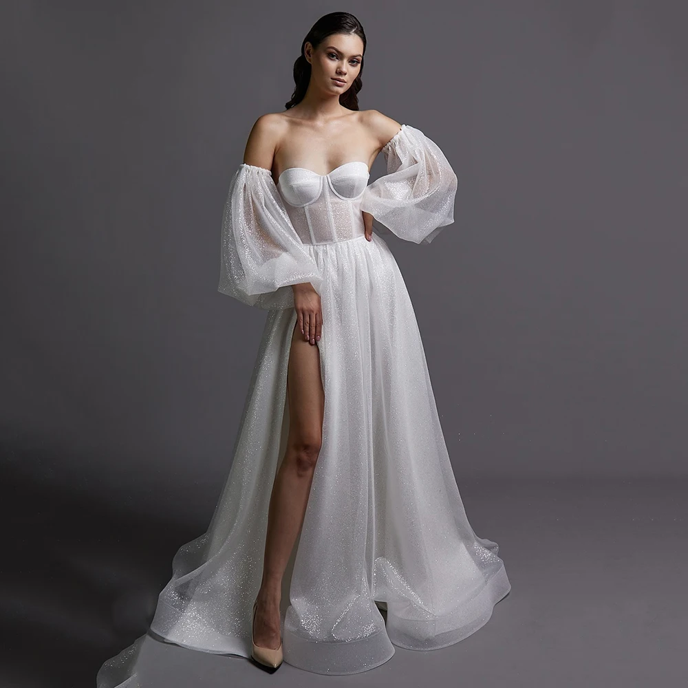 2022 Sexy Slit Glitter Wedding Dresses with Removable Sleeves A-line Bridal Gown Boho Bride Dress Plus Size Robe de Mairee
2022 Sexy Slit Glitter Wedding Dresses with Removable Sleeves A-line Bridal Gown Boho Bride Dress Plus Size Robe de Mairee