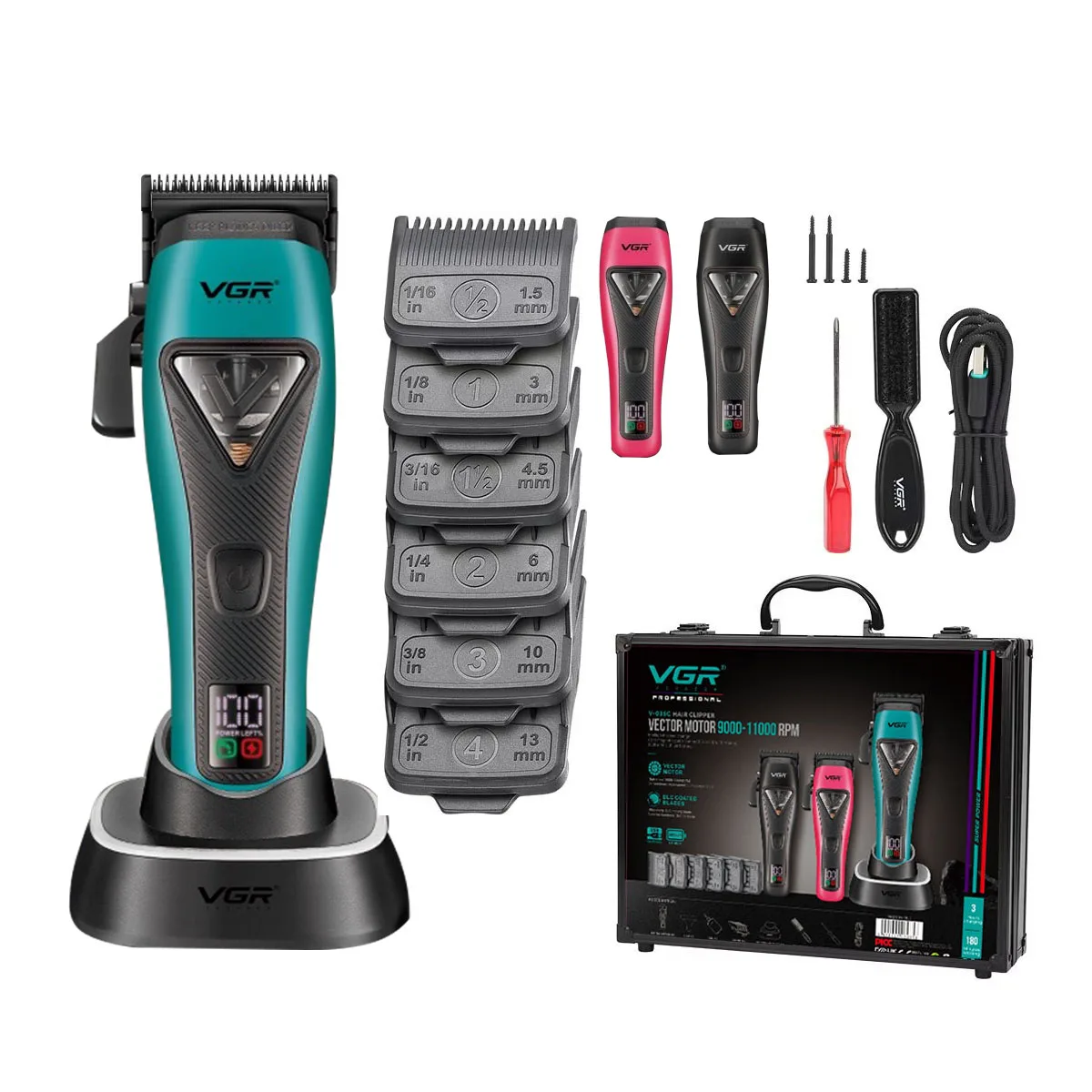 VGR Hair Cutting Cordless Hair Trimmer Professional Trimmer Cordless DLC Adjustable Rechargeable Cutting 9000RPM Clippers V-015
VGR Hair Cutting Cordless Hair Trimmer Professional Trimmer Cordless DLC Adjustable Rechargeable Cutting 9000RPM Clippers V-015