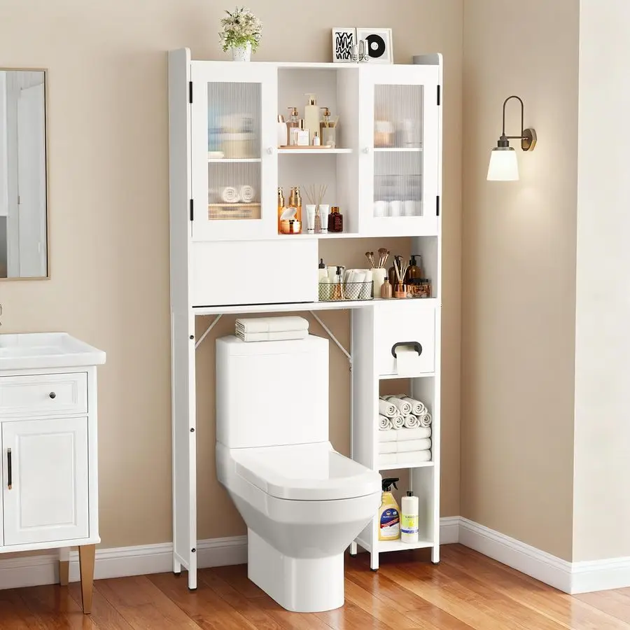 W Over The Toilet Storage Cabinet with Adjustable Shelf and Paper Holder, Bathroom Storage with MoistureProof Materials and Tran
W Over The Toilet Storage Cabinet with Adjustable Shelf and Paper Holder, Bathroom Storage with MoistureProof Materials and Tran