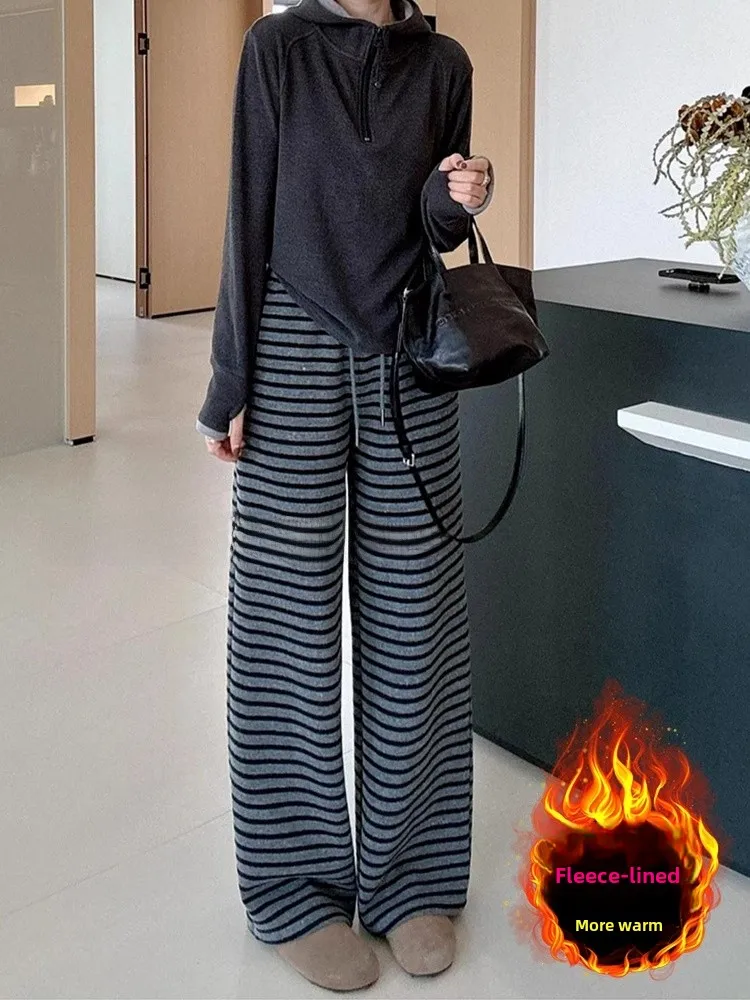 ay Striped Fce Lined Casual Pants Women's Autumn Winter High Waist Slimming Loose Warm Floor Length Trousers
ay Striped Fce Lined Casual Pants Women's Autumn Winter High Waist Slimming Loose Warm Floor Length Trousers