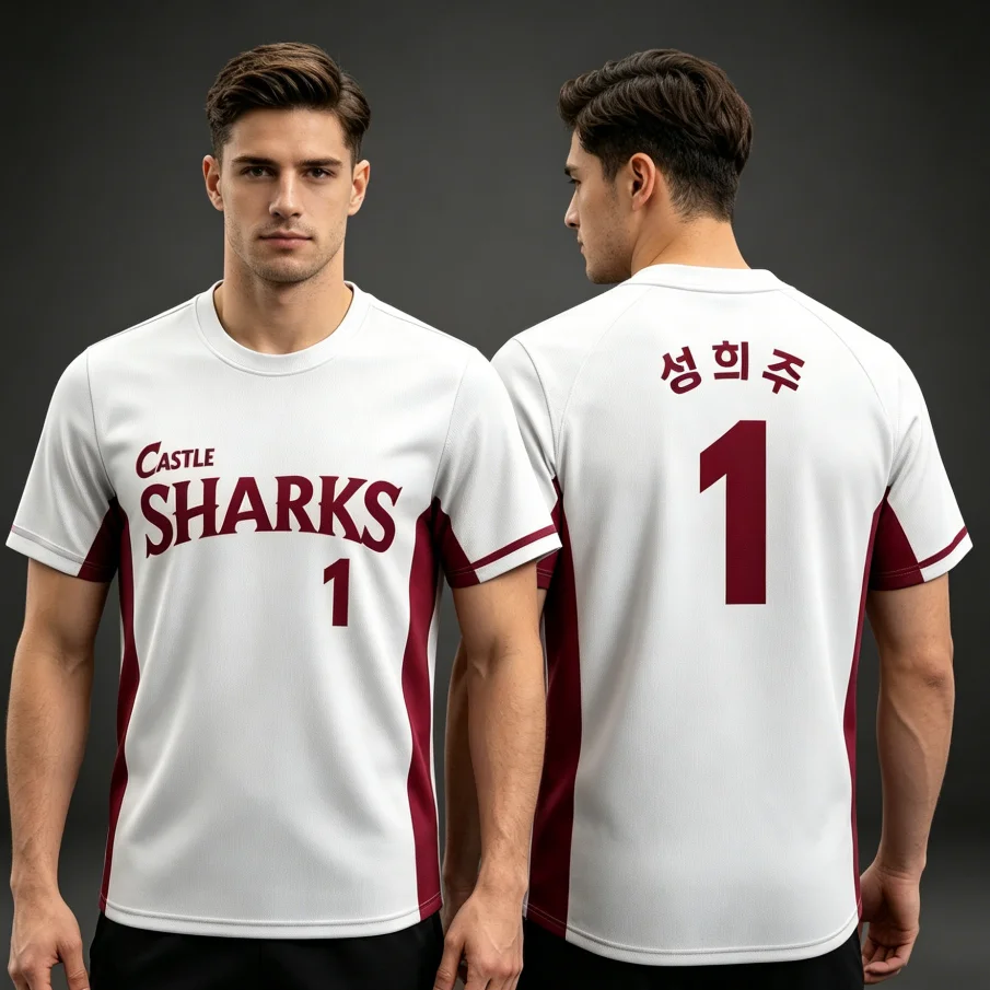 Hot Korea Perfect Crown Castle Sharks 91 American Style Sports Jersey T-Shirt Breathable Casual Streetwear Short Family Kids Tee
Hot Korea Perfect Crown Castle Sharks 91 American Style Sports Jersey T-Shirt Breathable Casual Streetwear Short Family Kids Tee