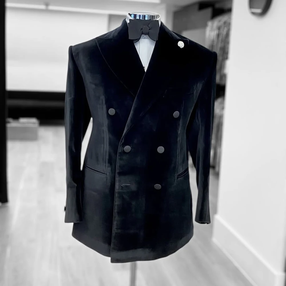 Черные бархатные мужские костюмы на заказ, двубортные узкие костюмы с пиковыми лацканами, куртка и брюки, наряды высокого качества, блейзер Terno
Черные бархатные мужские костюмы на заказ, двубортные узкие костюмы с пиковыми лацканами, куртка и брюки, наряды высокого качества, блейзер Terno