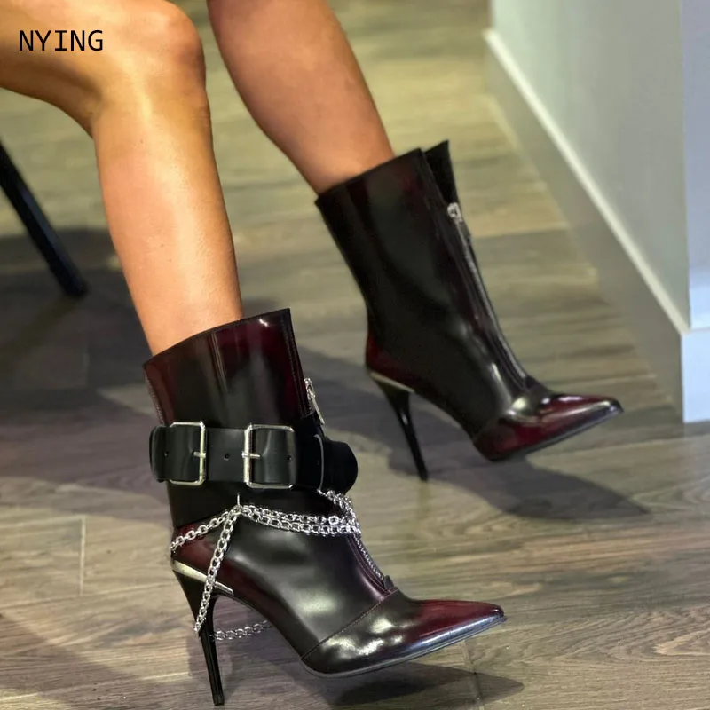 Ковбойские сапоги в стиле вестерн 2024, модные ботинки до середины икры с острым носком и цепочкой на тонком каблуке, уличный ремень, стиль 44
Ковбойские сапоги в стиле вестерн 2024, модные ботинки до середины икры с острым носком и цепочкой на тонком каблуке, уличный ремень, стиль 44