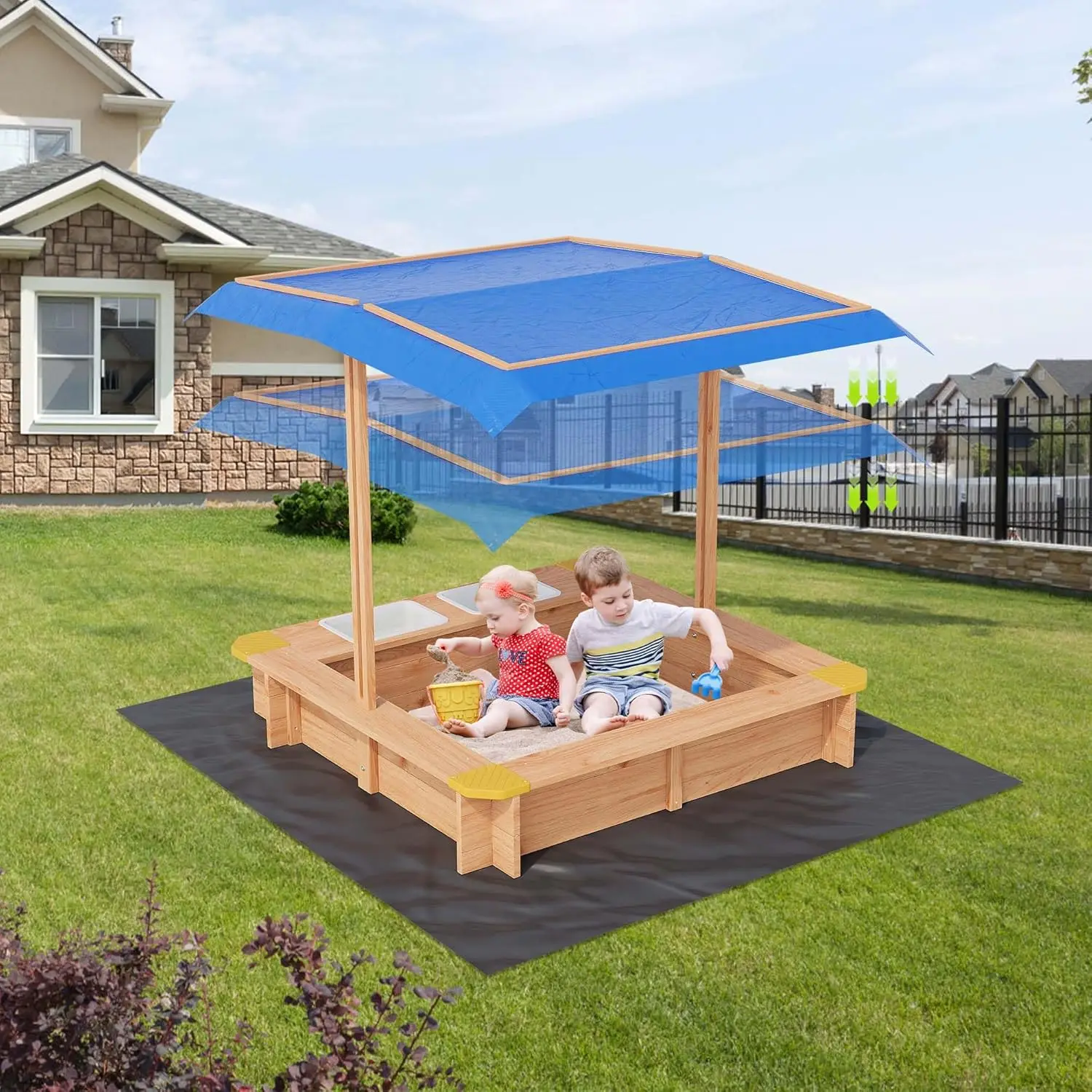 Wooden Sandbox Outdoor Sandbox with Adjustable Canopy for children aged 3-8 Spacious Children's sandbox for the Beach Backyard
Wooden Sandbox Outdoor Sandbox with Adjustable Canopy for children aged 3-8 Spacious Children's sandbox for the Beach Backyard