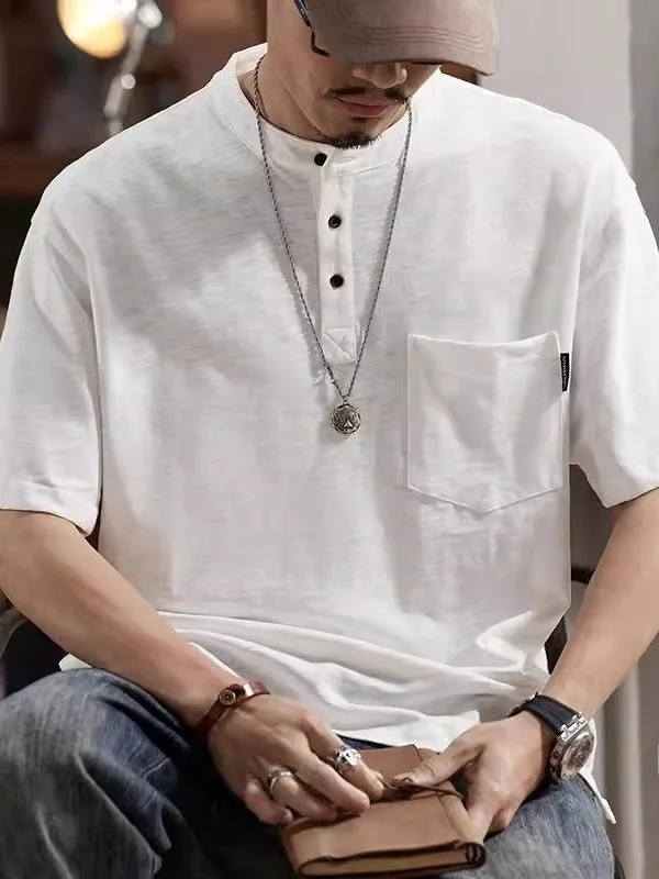 Летняя мужская футболка большого размера с воротником-хенли, коротким рукавом, в американском классическом стиле, свободного кроя, для работы, молодежная мода
Летняя мужская футболка большого размера с воротником-хенли, коротким рукавом, в американском классическом стиле, свободного кроя, для работы, молодежная мода