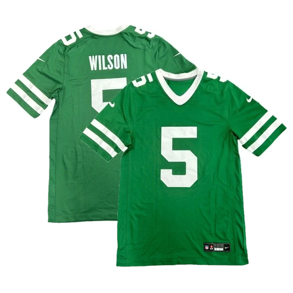 Мужская молодежная летняя домашняя майка New York Jets NFL с 3D принтом Wilson No5, дышащая, быстросохнущая для спорта и отдыха
Мужская молодежная летняя домашняя майка New York Jets NFL с 3D принтом Wilson No5, дышащая, быстросохнущая для спорта и отдыха