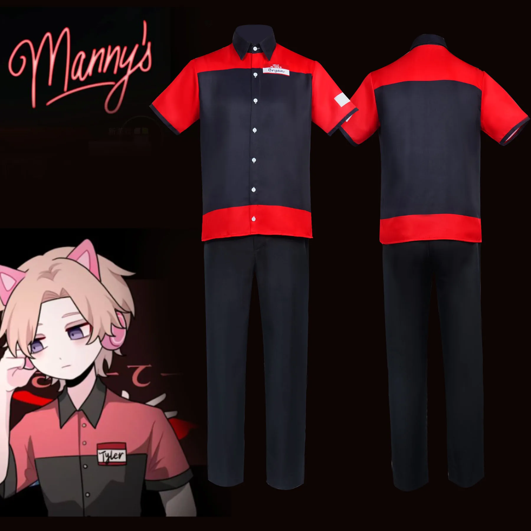 Manny's Burger Shop Bryan Tyler Employee Waiter Role-playing Costume Cosplay Costume
Manny's Burger Shop Bryan Tyler Employee Waiter Role-playing Costume Cosplay Costume