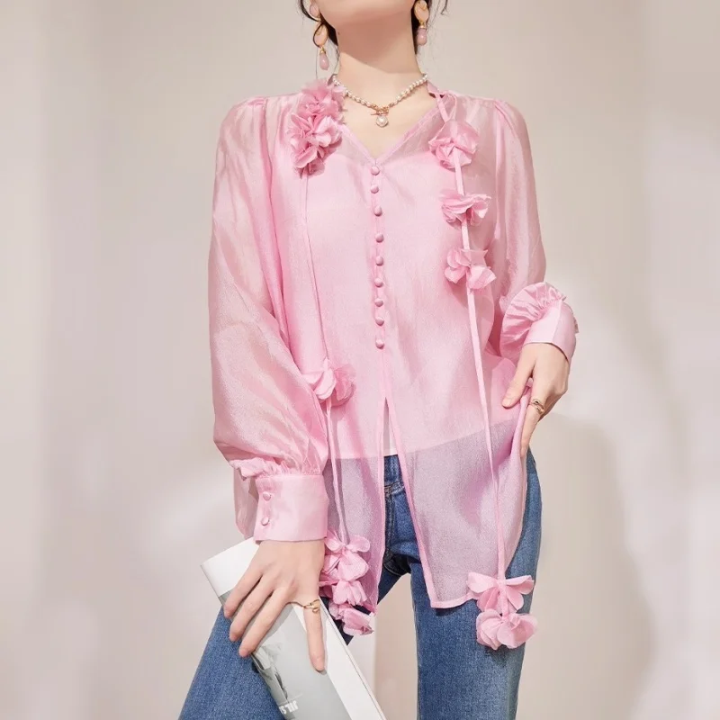 Designer Chic Blouses Women Long Sleeve V Neck Shirts Women Party Flower Tunic Sashes Blusas Feminina Blouses Shirts NZ212
Designer Chic Blouses Women Long Sleeve V Neck Shirts Women Party Flower Tunic Sashes Blusas Feminina Blouses Shirts NZ212