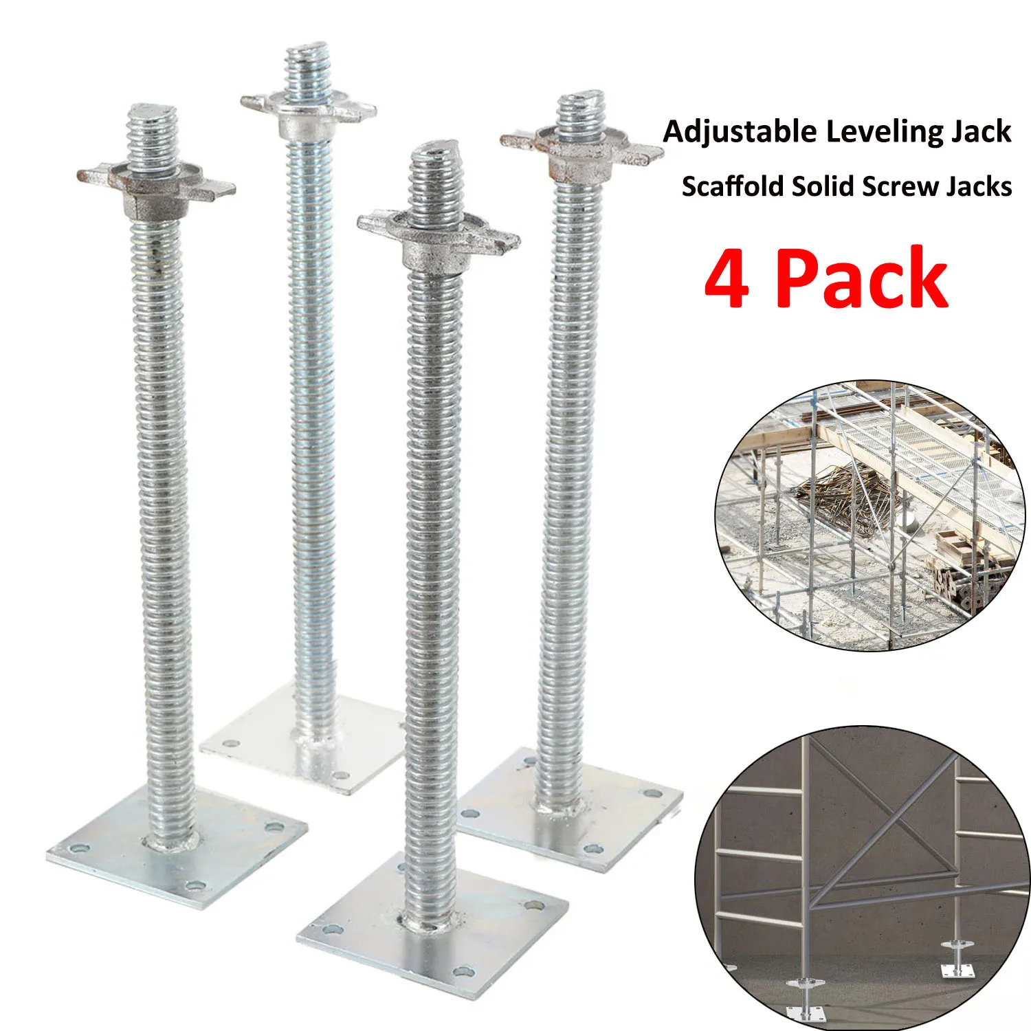 4 Pack Scaffold Adjustable Leveling Jack Solid Screw Jacks with Wide Base Plate, Adjustable Legs for Scaffolding
4 Pack Scaffold Adjustable Leveling Jack Solid Screw Jacks with Wide Base Plate, Adjustable Legs for Scaffolding
