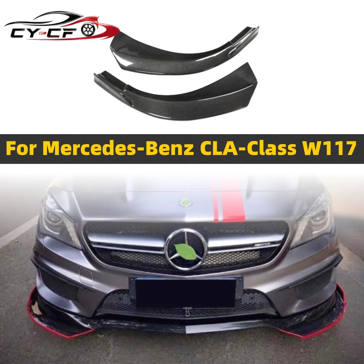 2pcs Real Carbon Fiber/FRP Front Bumper Lip Spoiler Splitters Car wrap angle for Benz CLA Class W117 C117 CLA250 260 2013-2015
2pcs Real Carbon Fiber/FRP Front Bumper Lip Spoiler Splitters Car wrap angle for Benz CLA Class W117 C117 CLA250 260 2013-2015
