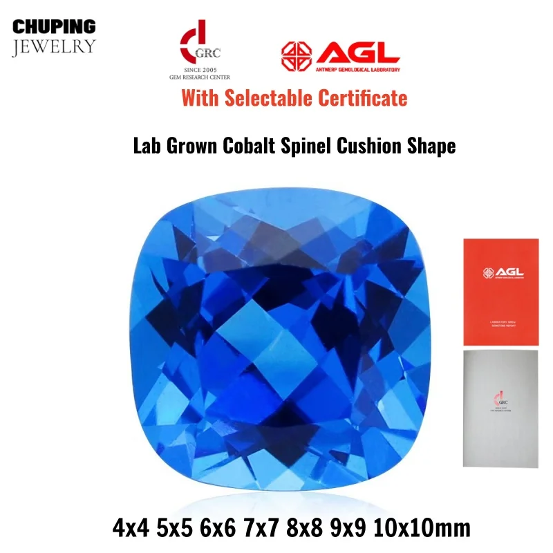 Cushion Shape Lab Grown Cobalt Spinel Flame Melted Synthetic Cultivated Spinel With AGL Certificate For Making Earrings Jewelry
Cushion Shape Lab Grown Cobalt Spinel Flame Melted Synthetic Cultivated Spinel With AGL Certificate For Making Earrings Jewelry