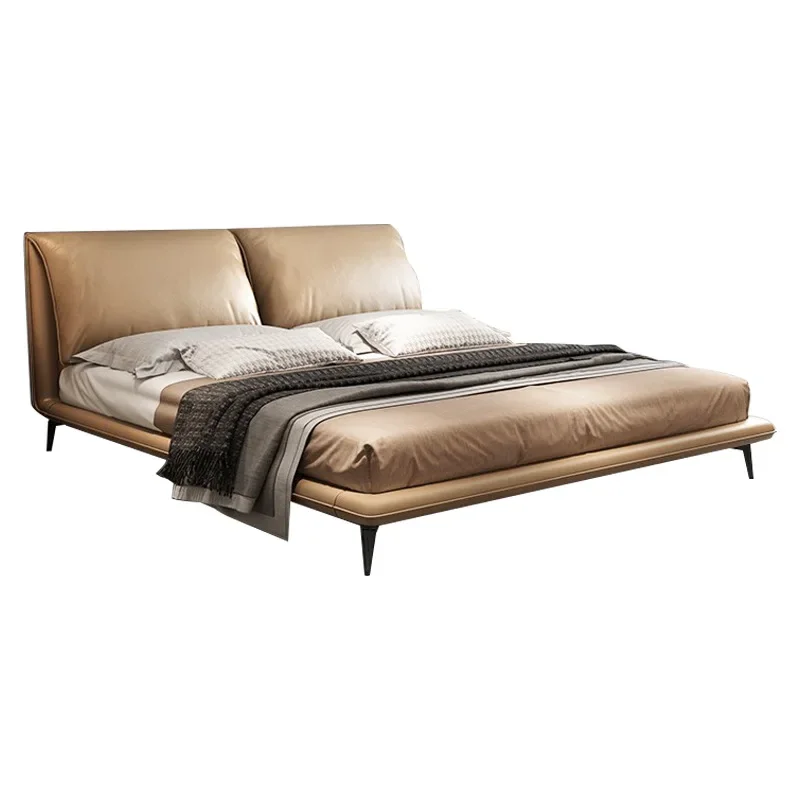 Modern simple light luxury leather master bedroom bed Italian minimalist small apartment furniture
Modern simple light luxury leather master bedroom bed Italian minimalist small apartment furniture