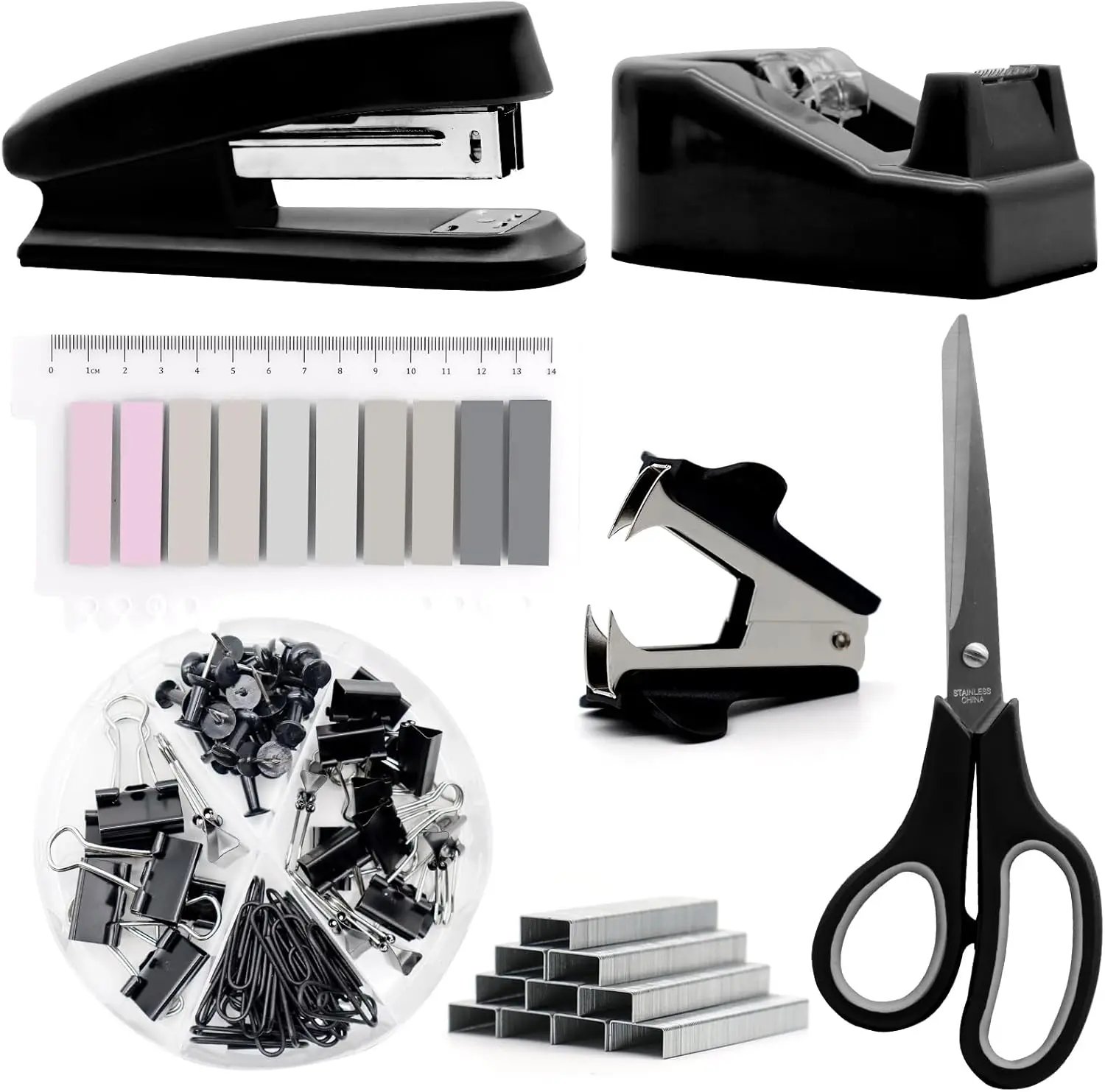 Stapler & Tape Dispenser Set - Black Desk Accessory Kit, Gift for Students, Women, Coworkers, Office Clerks
Stapler & Tape Dispenser Set - Black Desk Accessory Kit, Gift for Students, Women, Coworkers, Office Clerks