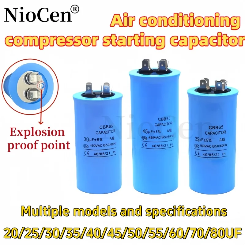 CBB65 explosion-proof air conditioning capacitor compressor starting capacitor 20/25/30/35/40/45/50/55/60/70/80UF 450V
CBB65 explosion-proof air conditioning capacitor compressor starting capacitor 20/25/30/35/40/45/50/55/60/70/80UF 450V