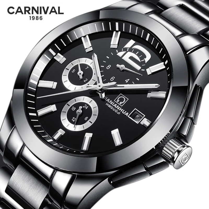 CARNIVAL 2024 New Brand Original Men Watch Automatic Mechanical Watches Black All Steel Clock Luminous Waterproof Reloj Hombre
CARNIVAL 2024 New Brand Original Men Watch Automatic Mechanical Watches Black All Steel Clock Luminous Waterproof Reloj Hombre