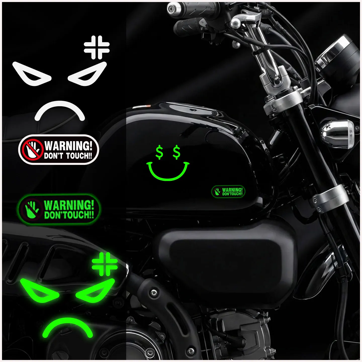 Motorcycle Funny Expression Warning Sticker Luminous Silver Laser Reflective Headlight Decal Waterproof Moto Body Accessories
Motorcycle Funny Expression Warning Sticker Luminous Silver Laser Reflective Headlight Decal Waterproof Moto Body Accessories