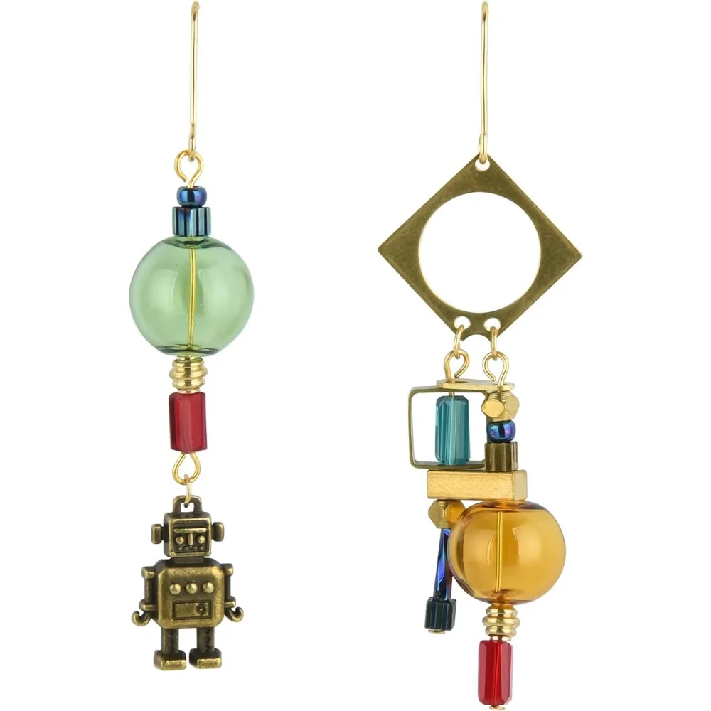 Handmade Asymmetric Robot Drop Earrings with Colorful Beads Vintage Boho Gift for Women
Handmade Asymmetric Robot Drop Earrings with Colorful Beads Vintage Boho Gift for Women