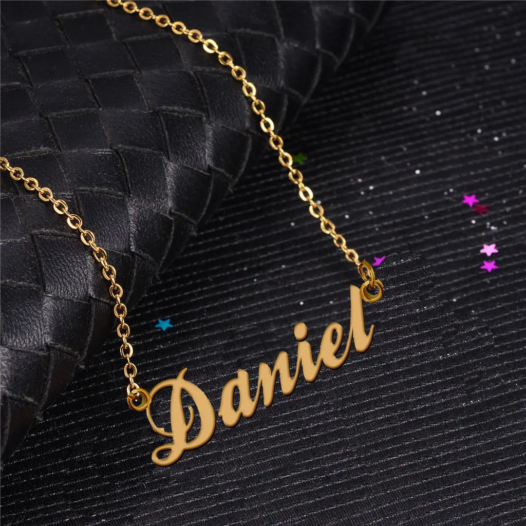 Gold Plated Personalized Daniel Name Necklace for Women Stainless Steel Jewelry Nameplate Pendant for Mothers Girlfriend Gift
Gold Plated Personalized Daniel Name Necklace for Women Stainless Steel Jewelry Nameplate Pendant for Mothers Girlfriend Gift