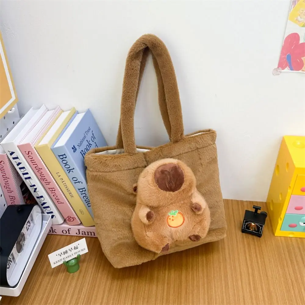 Kawaii Cartoon Capybara Handbag Korean Style Large Capacity Fluffy Shoulder Bag Cute Soft Plush Doll Tote Bag Lady
Kawaii Cartoon Capybara Handbag Korean Style Large Capacity Fluffy Shoulder Bag Cute Soft Plush Doll Tote Bag Lady