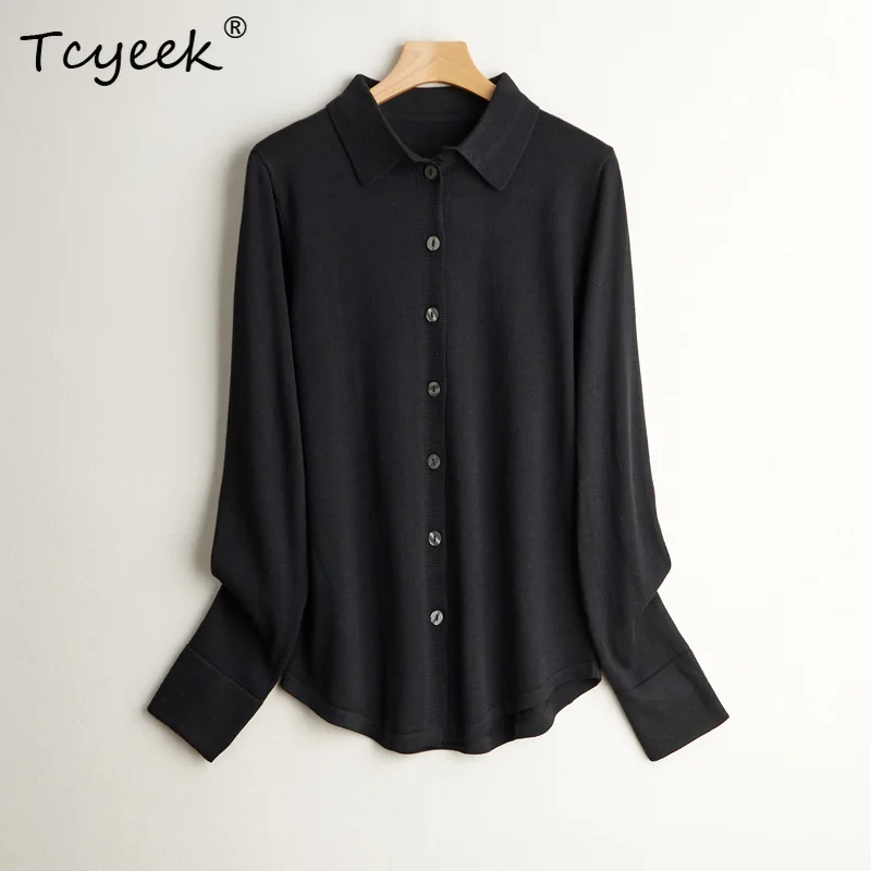 Tcyeek 63.9%Mulberry Silk 15.9%Cotton Shirt 2023 Women's Autumn New Round Solid Long Sleeve Sweater Knitted Blouses T37652QC
Tcyeek 63.9%Mulberry Silk 15.9%Cotton Shirt 2023 Women's Autumn New Round Solid Long Sleeve Sweater Knitted Blouses T37652QC