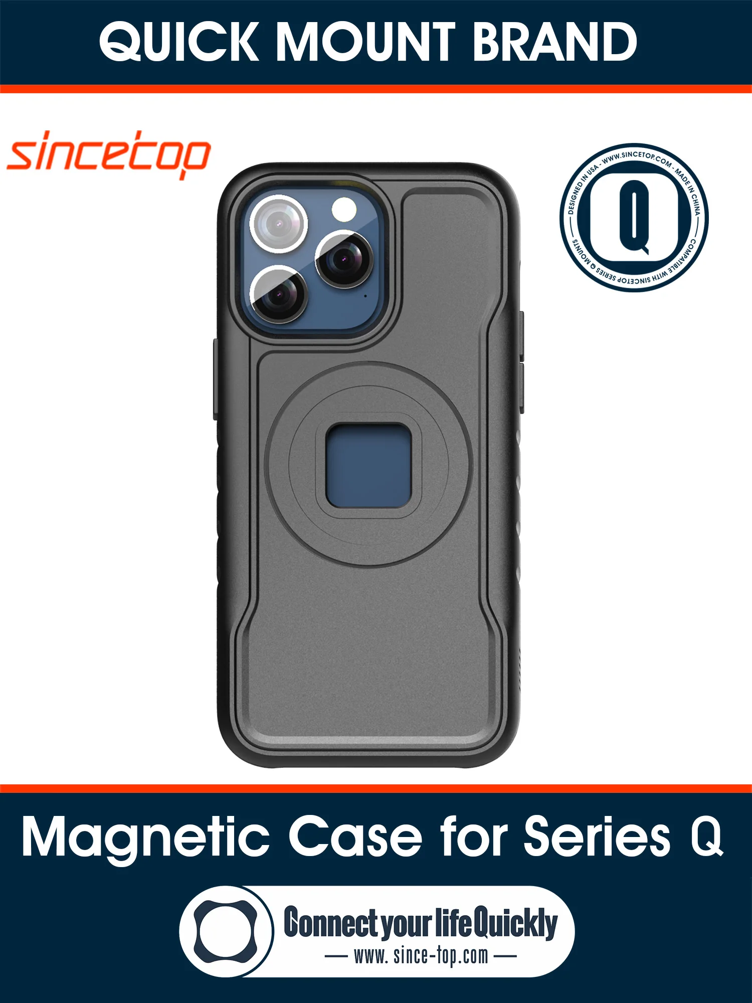 Magnetic Case for iPhone 14/15Pro Max Quick Mount Overmold Case with Adapter for sincetop series Q Mounts
Magnetic Case for iPhone 14/15Pro Max Quick Mount Overmold Case with Adapter for sincetop series Q Mounts
