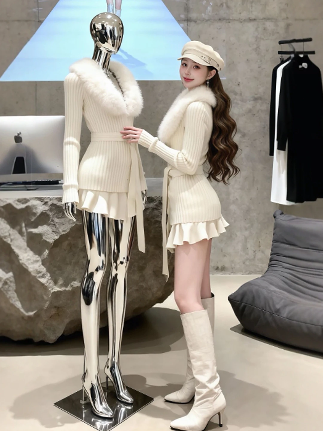 Мягкий уникальный супер милый белый свитер с меховым воротником, трендовый зимний топ, женский модный 2026, вязаная одежда Long Sve
Мягкий уникальный супер милый белый свитер с меховым воротником, трендовый зимний топ, женский модный 2026, вязаная одежда Long Sve