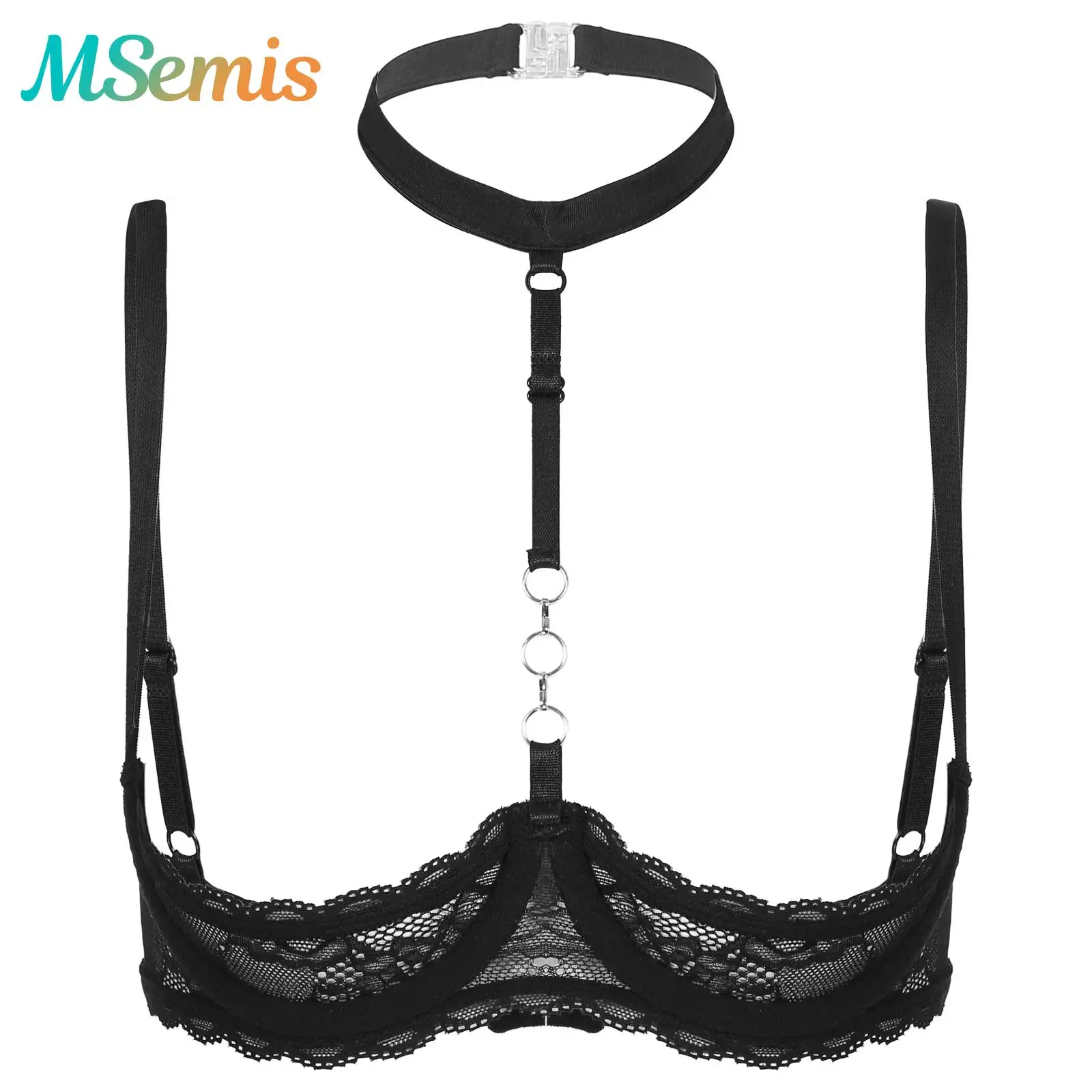 Womens Lingerie Bare Exposed Open Nipples Bra 1/4 Cups Underwire Bra Halter Neck O Ring Sheer Lace Push Up Brassiere Underwear
Womens Lingerie Bare Exposed Open Nipples Bra 1/4 Cups Underwire Bra Halter Neck O Ring Sheer Lace Push Up Brassiere Underwear