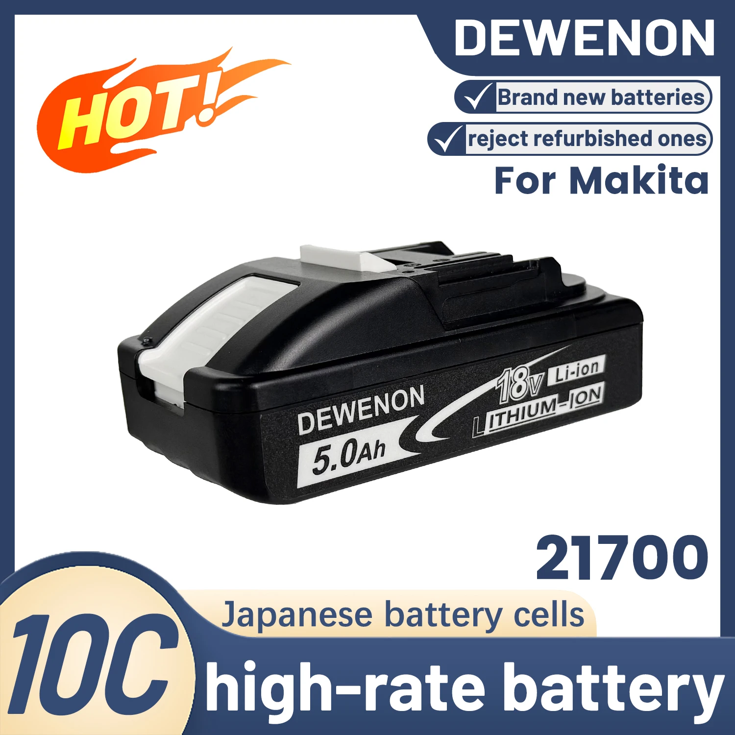 For Makita Battery 18V/5AH dewenon super power Battery tools Makita BL1850 BL1860 Special battery forelectric drill
For Makita Battery 18V/5AH dewenon super power Battery tools Makita BL1850 BL1860 Special battery forelectric drill