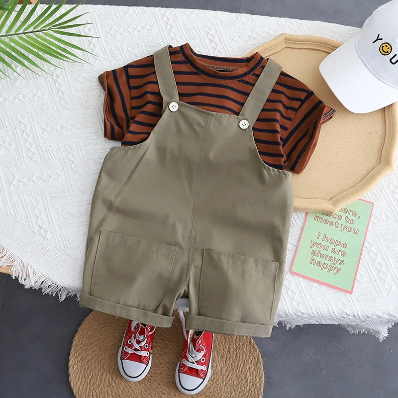 Summer Children's Male Infant Formal Set Short Sleeve Top+Strap Pants Casual Suit Set Gentleman Set Two Piece Baby Suit 0-4Y
Summer Children's Male Infant Formal Set Short Sleeve Top+Strap Pants Casual Suit Set Gentleman Set Two Piece Baby Suit 0-4Y