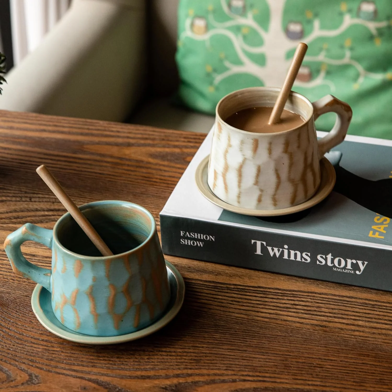 Rustic Ceramic Coffee Mug Set - Set of 2 10 oz Mugs with Saucers and Spoons - Charming Hobo Cups - Perfect Gift for Couples, Gra
Rustic Ceramic Coffee Mug Set - Set of 2 10 oz Mugs with Saucers and Spoons - Charming Hobo Cups - Perfect Gift for Couples, Gra
