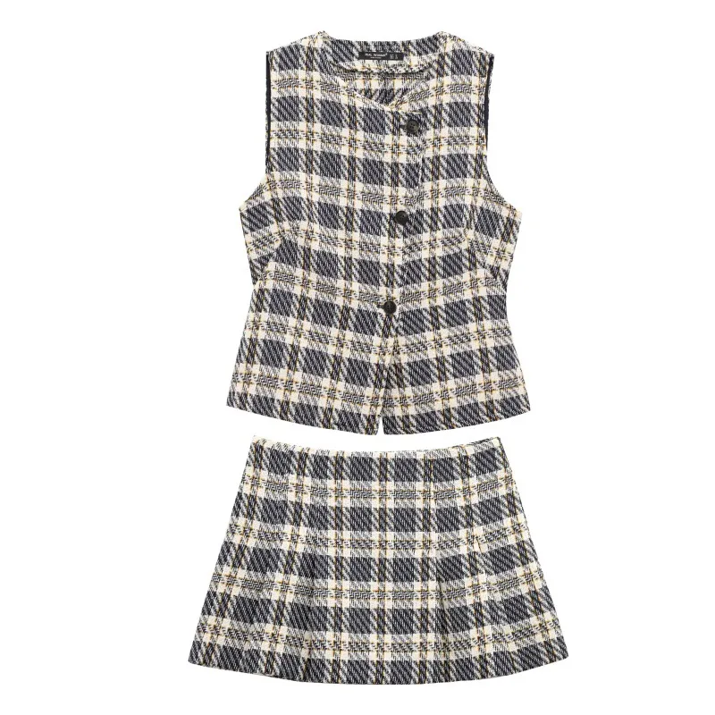 TRAFZR Plaid Women's Matching Set 2025 Spring Sleeveless Vest Pleated Skirt High Waist Mini Skirt Casual Party Daily Wear
TRAFZR Plaid Women's Matching Set 2025 Spring Sleeveless Vest Pleated Skirt High Waist Mini Skirt Casual Party Daily Wear