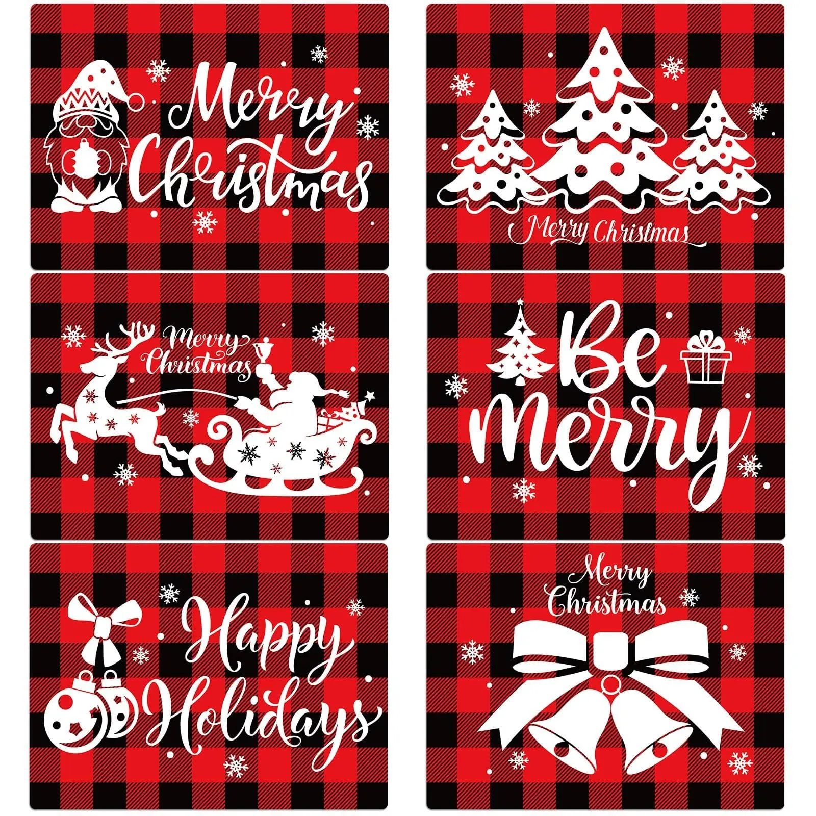 Рождественские салфетки VIKAMA, набор из 6 красных и черных клетчатых ковриков для стола, рождественские моющиеся коврики для вторичной переработки, домашний декор для столовой
Рождественские салфетки VIKAMA, набор из 6 красных и черных клетчатых ковриков для стола, рождественские моющиеся коврики для вторичной переработки, домашний декор для столовой