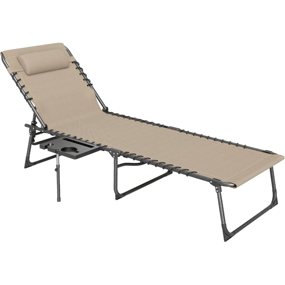 Folding chaise lounge chair, outdoor tanning chair with side table, 5-level adjustable, headrest, side pocket。
Folding chaise lounge chair, outdoor tanning chair with side table, 5-level adjustable, headrest, side pocket。